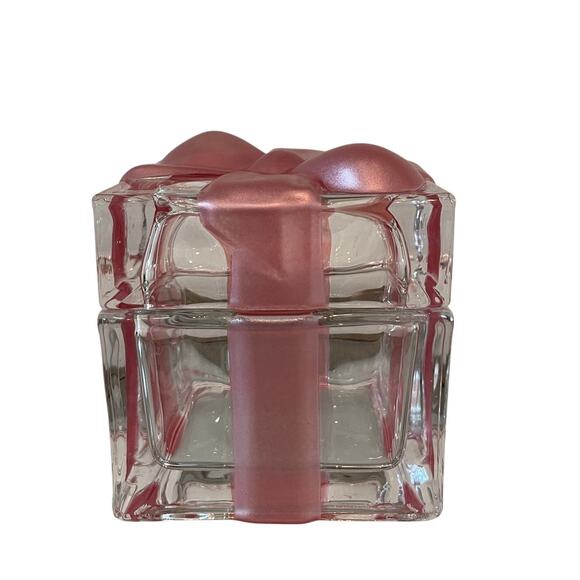 Godinger Crystal Gift Box with Pink Bow Christmas Present Trinket Box - Picture 6 of 16
